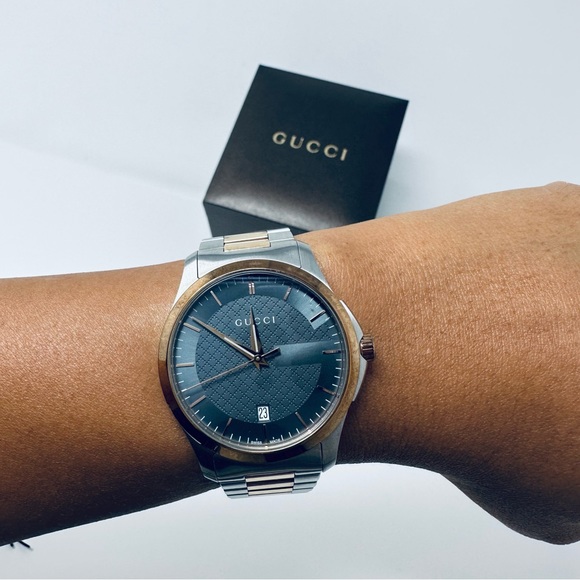 GUCCI G TIMELESS SILVER/ROSE GOLD 38MM WATCH - Picture 2 of 13